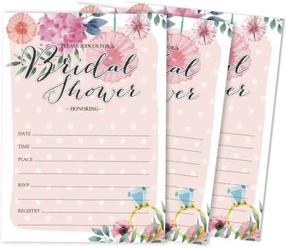 Inkdotpot 30 Bridal Shower Invitations Floral Wedding Fill-in Style Invites Blank Invites Invitation Card