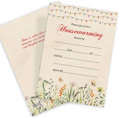 Creatie Housewarming Invitation Cards, Elegant & Minimalist with White Envelope Invitation Card