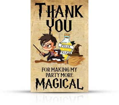 ZYOZI Harry Potter Theme Thank You for Making My Party More Magical Tags for Birthday Invitation Card