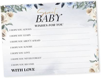 Inkdotpot Wishes For Baby Shower Collection Game Cards Floral Theme Party Supplies-50 Pcs Invitation Card