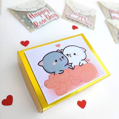 Chandrans Creation Handmade Valentine Golden Box Valentine week Message Cards Greeting Card