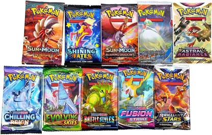 Bestie Toys Pokemon Cards Basic Trainer Vstar V Vmax Mix Series Cards( 10 Pcs Booster Pack) Business Card