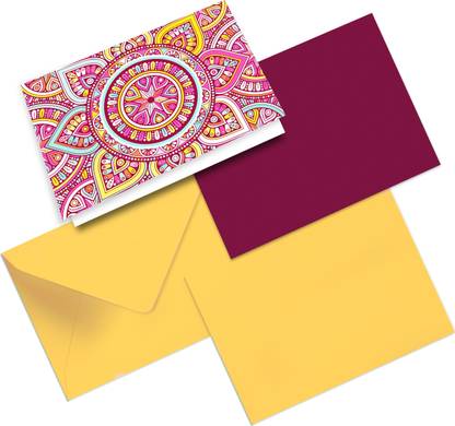 CLICKEDIN Beautiful Mandala Card & Envelopes Set Of 10 Card and envelopes 5.90x3.93 inches Greeting Card