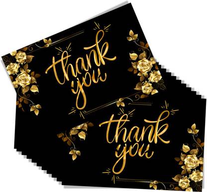 LAZYLINES Thank You Card, Golden Floral Greeting Card