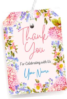 Yellow Nuts Your Custom Name Thank You Tags Stickers For Birthday Return Gifts Anniversary Greeting Card