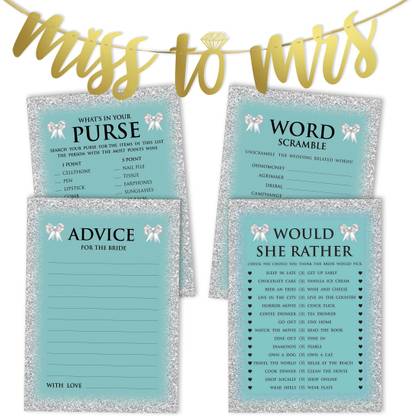 Inkdotpot Bachelorette Party Games Set (50 Sheets Each) Fun Bridal Shower Games Set Cards Invitation Card