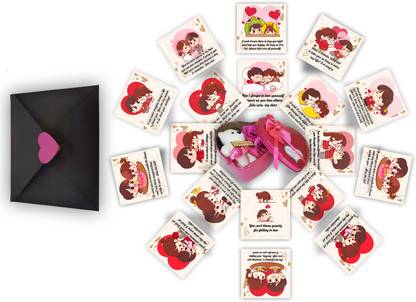 US IDEAL CRAFT Love Greeting Card Set of 18 love card with Envelope and Red heart teddy box. Greeting Card