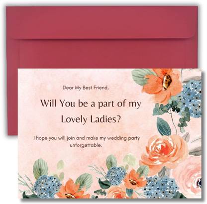 AanyaCentric 5.8x8.3inch Bridesmaid Proposal Printed Invite For Best Friends Girls Blank Back Invitation Card