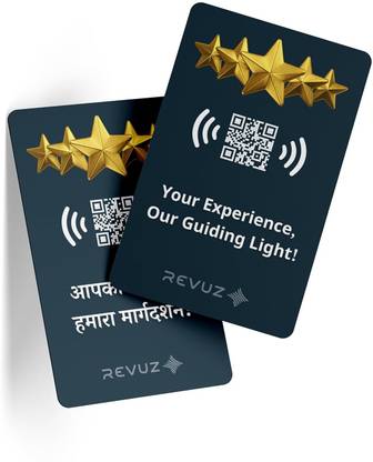 REVUZ Business Review/Follow Card: Tap NFC or Scan QR to Review, Follow, Subscribe(M3) Business Card