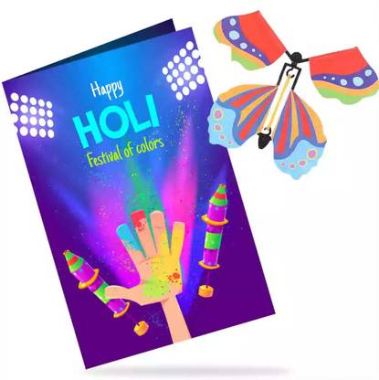 GIFT MY PASSION Butterfly Happy Holi Festival Of Colours Greeting Card Greeting Card