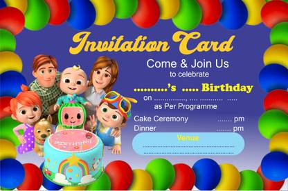 Naveen Cocomelon Theme Birthday Party Invitation Card 25 Pcs Set Invitation Card Invitation Card