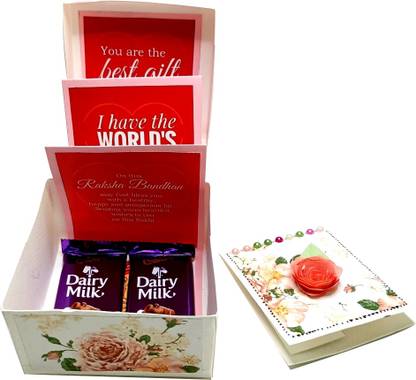 Ekayaa Enterprise Raksha Bandhan Photo Pull- Up Surprise Gift Box Card with Rakhi and Chocolate Greeting Card