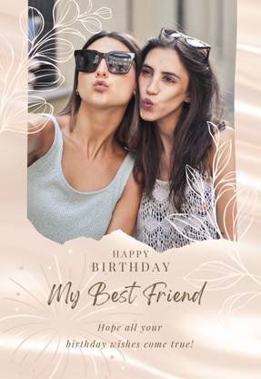 AanyaCentric Best Friend Birthday Photo Printed Customized Greeting Card