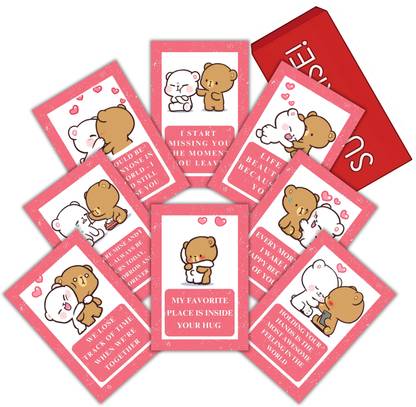 theprinthub Romantic Greeting Cards with Cute Bear, Set of 8, 4x6 inches, Surprise! Greeting Card