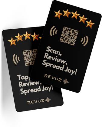 REVUZ Business Review/Follow Card: Tap NFC or Scan QR to Review, Follow, Subscribe(M2) Business Card