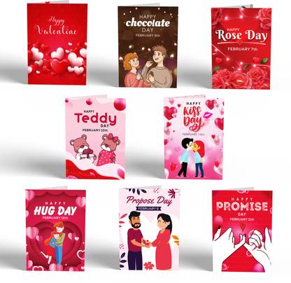CLICKEDIN Beautiful Valentine's greeting Card for Copales Unique Design Set Of 8 Greeting Card