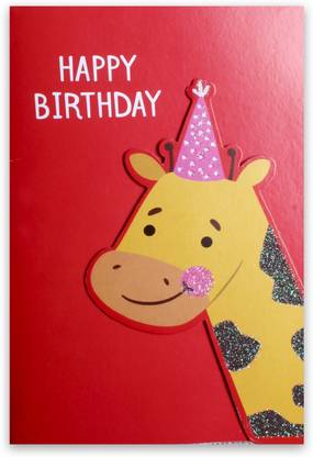 LITTLE BIRDIE Greeting Card & Envelope Birthday Giraffe 4 X 6inch(Pack of 4) Greeting Card