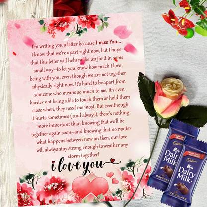 OddClick Long Distance Love Letter card Combo Gifts Set for girlfriend boyfriend Fiber Gift Box