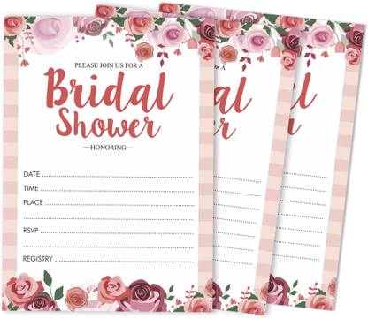 Inkdotpot 30 Bridal Shower Invitations Floral Wedding Fill-in Style Invites Blank Invites Invitation Card