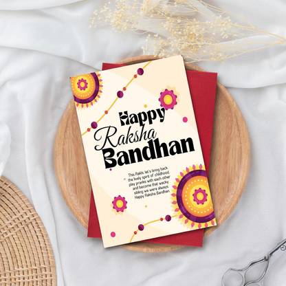 KNEFT Happy Raksha Bandhan Greeting Card, Wishes, Quotes, Sibling Day (RAKHI CARD) Greeting Card