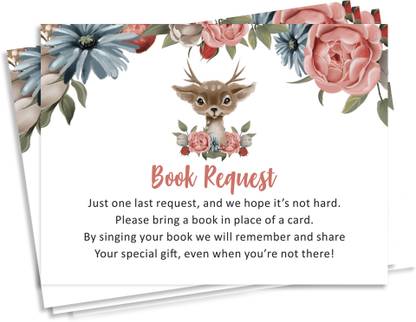 Inkdotpot 30 Books for Baby Shower Request Cards Deer Jungle Animals Invitations Games Invitation Card