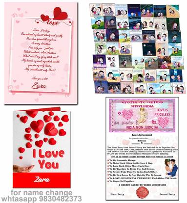Midas Craft A Romantic Gift combo for Zara with Love messages quote08. Greeting Card