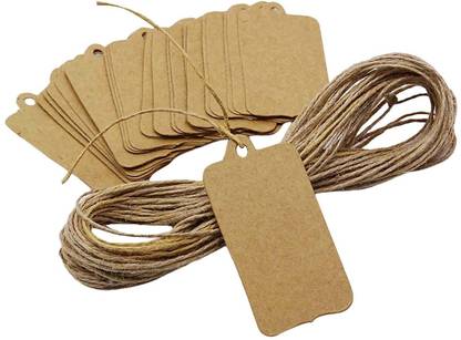 Darling Souvenir 100 Pcs Shape Tag Bonbonniere Wedding Favor Hang Tags Gift with Jute Twine Invitation Card