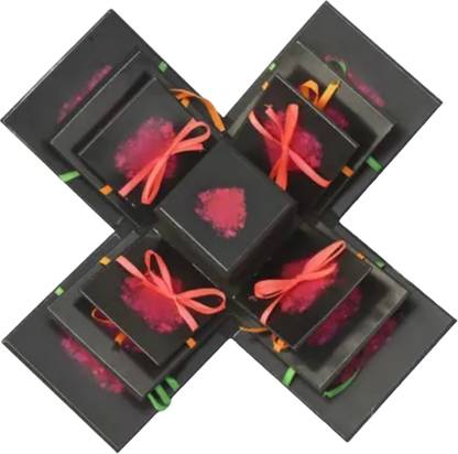 ASSURED 3 Layered Explosion Box for Chocolates - Love Heart (with out Chocolates) Greeting Card