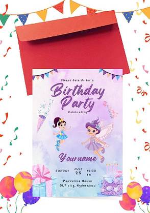 Yellow Nuts Custom Invitation Cards For Kids Fairy tale Princess Theme With Envelopes Invitation Card