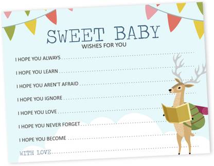 Inkdotpot Wishes For Baby Shower Collection Game Cards Animals Theme Party Supplies-50 Pcs Invitation Card