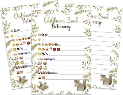 Inkdotpot 50 Pcs Baby Shower Children Books Pictionary Cute Animals Theme Party Supply Invitation Card