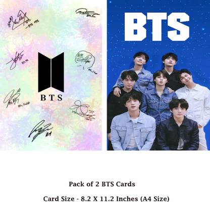 Stylotrendz Pack of 2 A4 Size BTS Signature Card and BTS Army BTS Members Glossy BTS8 Greeting Card