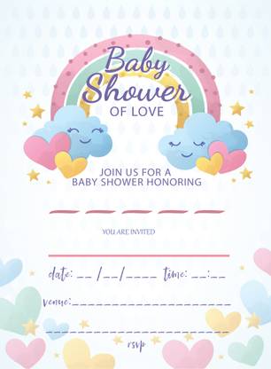 D2C Baby Shower Invitation Card Rainbow Design Multicolor (Size 5.5x7.5 inch) Invitation Card