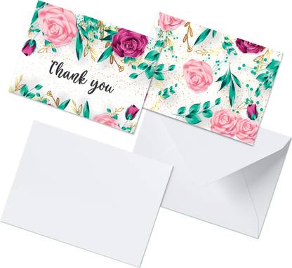 CLICKEDIN Floral Designed, 24 Envelops and 24 Thank You Greeting Card