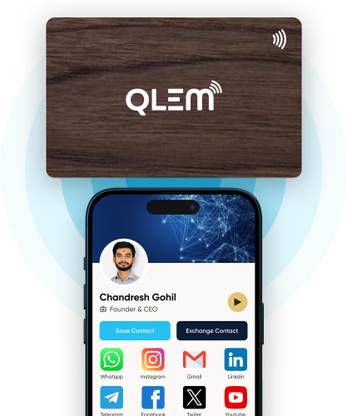 QLEM NFC Smart Business Card Tap & QR Code Contact Sharing Card IOS & Android Business Card