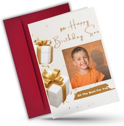 AanyaCentric Son Birthday Photo Printed Customized Greeting Card