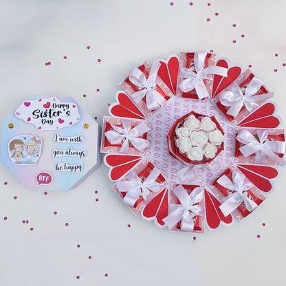 Chandrans Creation Sister's Day Chocolate Explosion Box | Sister's Day Special | Chocolates Sister's Day Greeting Card (Red, Pack of 1) Greeting Card