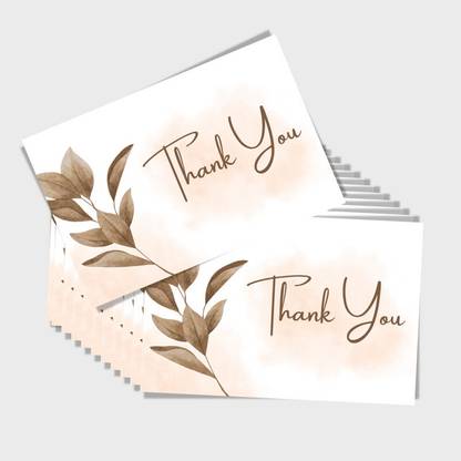 LAZYLINES Thank You Card, Brown Leaf Design Greeting Card