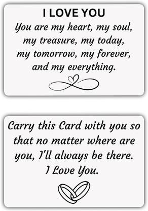 theprinthub Love Note Wallet Card Romantic Gift for your love A Unique Way to Say I Love You Greeting Card