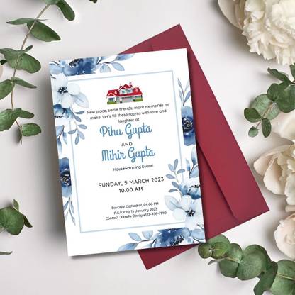 AanyaCentric House Warming Party 5.8 x 8.3 inch with Return Gift Sticky Labels Tags Invitation Card