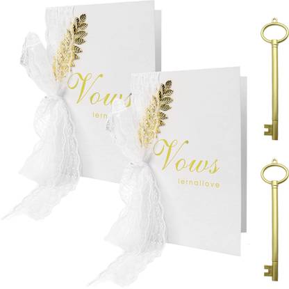 HASTHIP Wedding Vow Card Set Gold Foil Elegant Couple Note Love Memory Keepsake Greeting Card