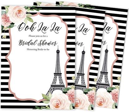 Inkdotpot 30 Bridal Shower Invitations Eiffel Tower Wedding Fill-in Style Blank Invites Invitation Card