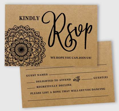 Inkdotpot 50 Blank RSVP Cards,RSVP Postcards No Envelopes Needed,Baby Shower,Bridal Shower Post Card