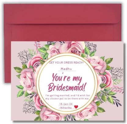 AanyaCentric 5.8x8.3inch Bridesmaid Proposal Self Fill-in For Best Friends Girls Blank Back Invitation Card