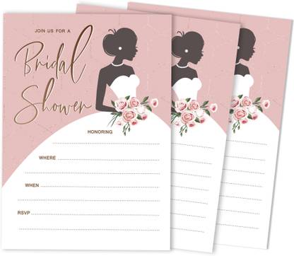 Inkdotpot 30 Floral Fill-in Style Bridal Shower Invitations Wedding Blank Invites Invitation Card