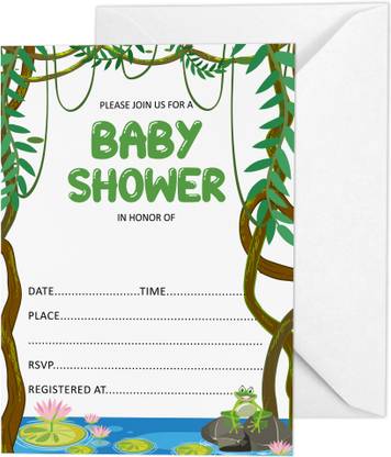 Inkdotpot 30 Pcs Baby Shower Invitation Cards, With Envelopes, Jungle Theme Party Supply Invitation Card