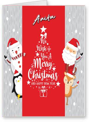 Midas Craft Anita Merry Christmas and Happy New Year Greeting Card