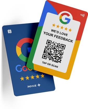 REVUZ REVUZ | Google Review Card with QR Code and NFC Chip | Tap or Scan | Self Setup Business Card