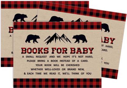 Inkdotpot 30 Gender Neutral Lumberjack Baby Shower Rustic Book Request Invitations Cards Invitation Card
