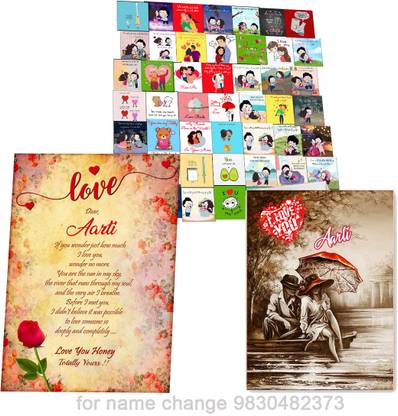 Midas Craft Unique Romantic Gift Combo with name Aarti Love gift for people in Love 03. Greeting Card